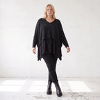Kuscheliger Strickpullover mit V-Ausschnitt aus Baumwolle mit Stretch in kastiger Form