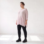 Altrosa Strickshirt aus Baumwolle in A-Linie mit Destroyedoptik weich für Winterlooks