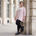 Altrosa Strickshirt aus Baumwolle in A-Linie mit Destroyedoptik weich für Winterlooks