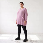 Flieder Strickshirt in A-Linie mit Destroyed-Optik kuschelig weich winterwarmes Basic