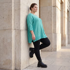 Strickshirt in A-Linie mit Taschen im Destroyed-Look aus Baumwolle mit weichem Stretch