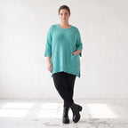 Strickshirt in A-Linie mit Taschen im Destroyed-Look aus Baumwolle mit weichem Stretch
