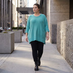 Strickshirt in A-Linie mit Taschen im Destroyed-Look aus Baumwolle mit weichem Stretch