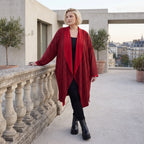 Cardigan aus French Terry in gerader Form mit Stehkragen offener Front und Baumwollmix