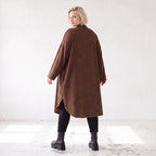 Longcardigan aus French Terry mit Stehkragen geradem Schnitt lang und Seitentaschen
