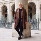 Longcardigan aus French Terry mit Stehkragen geradem Schnitt lang und Seitentaschen