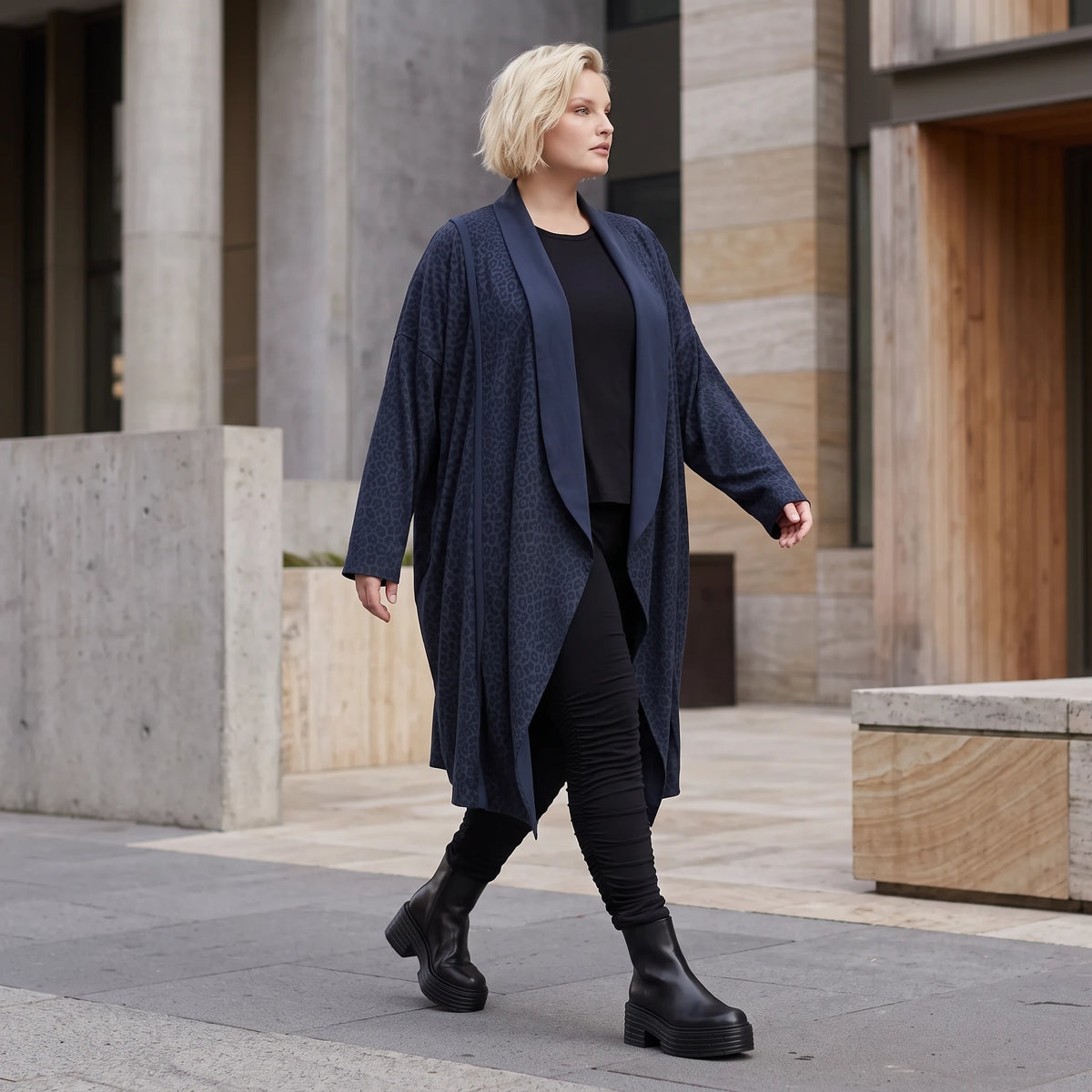 Cardigan aus weichem French Terry mit Stehkragen geradem Schnitt und Seitennahttaschen