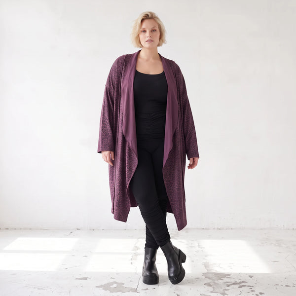 French Terry Cardigan mit Stehkragen in gerader Passform aus Baumwolle Elasthan