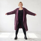 French Terry Cardigan mit Stehkragen in gerader Passform aus Baumwolle Elasthan