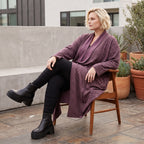 French Terry Cardigan mit Stehkragen in gerader Passform aus Baumwolle Elasthan