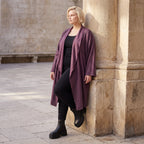 French Terry Cardigan mit Stehkragen in gerader Passform aus Baumwolle Elasthan