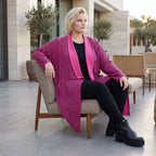 Cardigan aus weichem French Terry mit Stehkragen geradem Schnitt und Seitentaschen