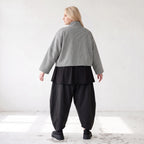 Kastige Bengalinejacke in Schwarz/Weiß mit Stehkragen und Stretch im Colorblock Look