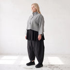 Kastige Bengalinejacke in Schwarz/Weiß mit Stehkragen und Stretch im Colorblock Look