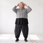 Kastige Bengalinejacke in Schwarz/Weiß mit Stehkragen und Stretch im Colorblock Look