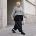 Kastige Bengalinejacke in Schwarz/Weiß mit Stehkragen und Stretch im Colorblock Look