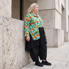 Übergangsjacke in A-Linie mit Zipfelsaum aus Baumwolljersey mit Netzdetails leicht weich