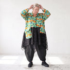 Übergangsjacke in A-Linie mit Zipfelsaum aus Baumwolljersey mit Netzdetails leicht weich
