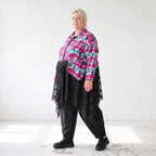 Ungefütterte Übergangsjacke in A-Linie aus Jersey mit Stretch Netzeinsätzen Zipfelsaum