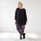 Haremshose aus Jersey mit Netzstoff und Fransen bequemem Dehnbund im trendigen Look