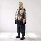 Kastiges Twillshirt mit Rollkragen und 3/4-Arm in Braun/Weiß mit softem Stretchkomfort