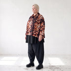 Twillshirt mit Rollkragen und 3/4-Arm in Rost/Weiß mit kastiger Form aus Twill