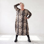 Twillkleid in Ballonform mit Rundhalsausschnitt Langarm aus Viskosemix mit Softstretch
