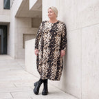 Twillkleid in Ballonform mit Rundhalsausschnitt Langarm aus Viskosemix mit Softstretch