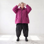 Fuchsia Teddyjacke mit kastigem Schnitt Stehkragen Reißverschluss und Nahttaschen