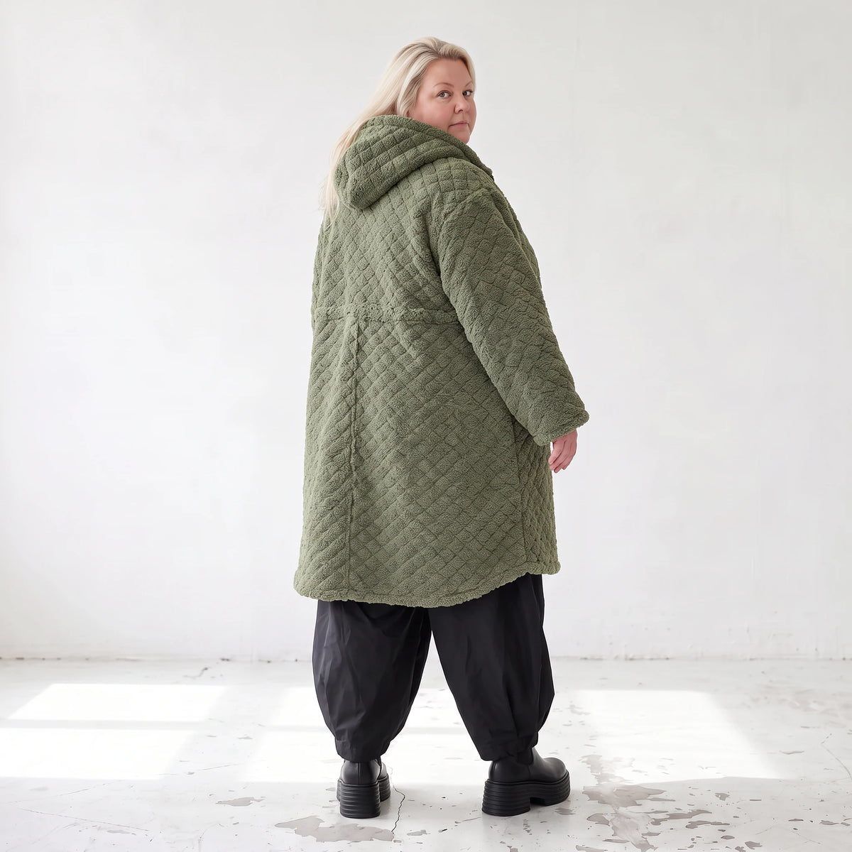 Teddymantel mit Tunnelzug und Tülleinsatz kuschelig warm für feminine Winterlooks pur