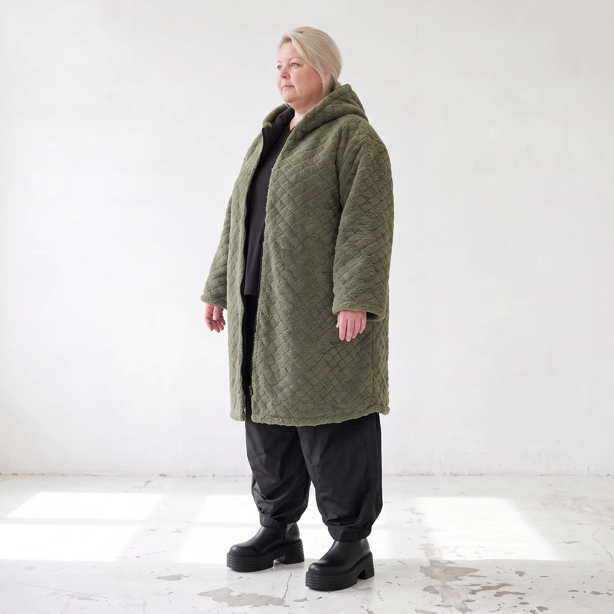 Teddymantel mit Tunnelzug und Tülleinsatz kuschelig warm für feminine Winterlooks pur