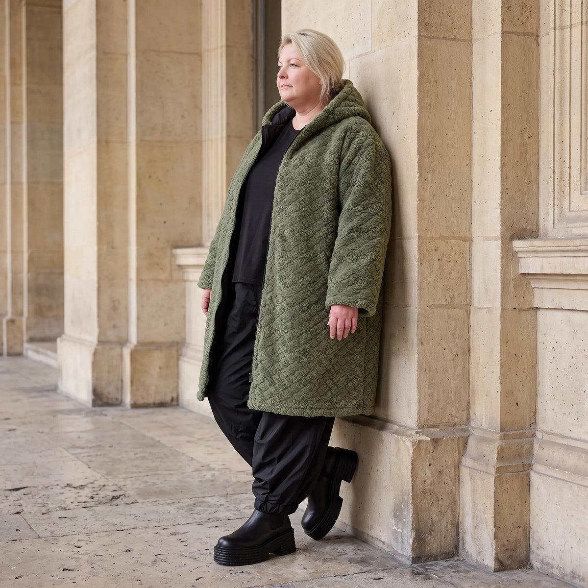 Teddymantel mit Tunnelzug und Tülleinsatz kuschelig warm für feminine Winterlooks pur