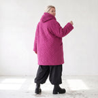 Teddy Winterjacke in Ballonform mit Kapuze und tiefen Taschen kuschelig warm locker weit
