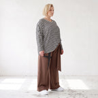 Marlenehose aus weichem Fleece mit Bindegürtel und weitem fließendem Bein winterwarm