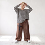 Marlenehose aus weichem Fleece mit Bindegürtel und weitem fließendem Bein winterwarm