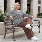 Marlenehose aus weichem Fleece mit Bindegürtel und weitem fließendem Bein winterwarm