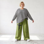 Warme Fleecemarlenehose mit Bindegürtel und Stretch in weiter Form für kalte Wintertage