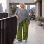 Warme Fleecemarlenehose mit Bindegürtel und Stretch in weiter Form für kalte Wintertage