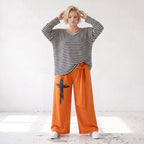 Marlenehose aus weichem Fleece mit Stretch und elastischem Bund mit Bindegürtel für Winter