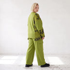 Ballonhose aus weichem Fleece in Olivgrün mit Stretch und elastischem Bund bequem lässig