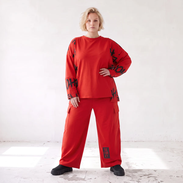 Ballonhose aus weichem Fleece mit elastischem Bund Stretch und Taschenklappen im Winter