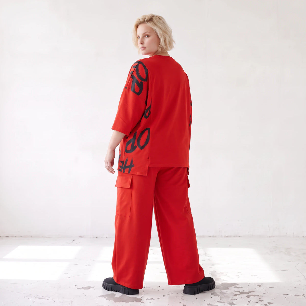 Ballonhose aus weichem Fleece mit elastischem Bund Stretch und Taschenklappen im Winter