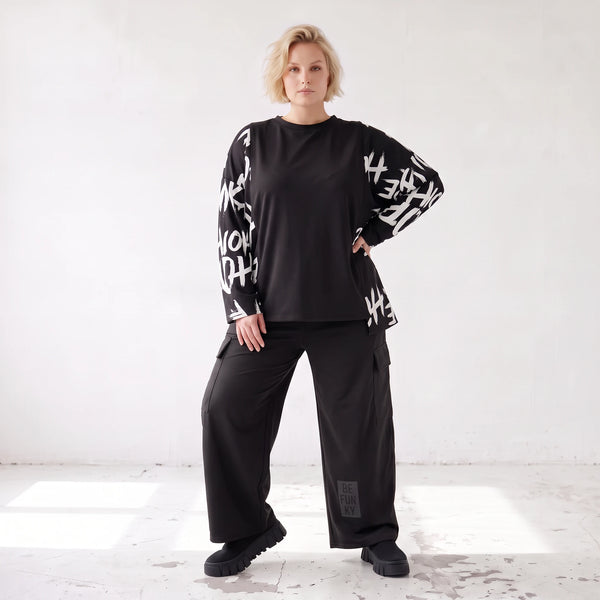 Weiche warme Fleece Ballonhose mit elastischem Bund und aufgesetzten Taschen mit Klappe