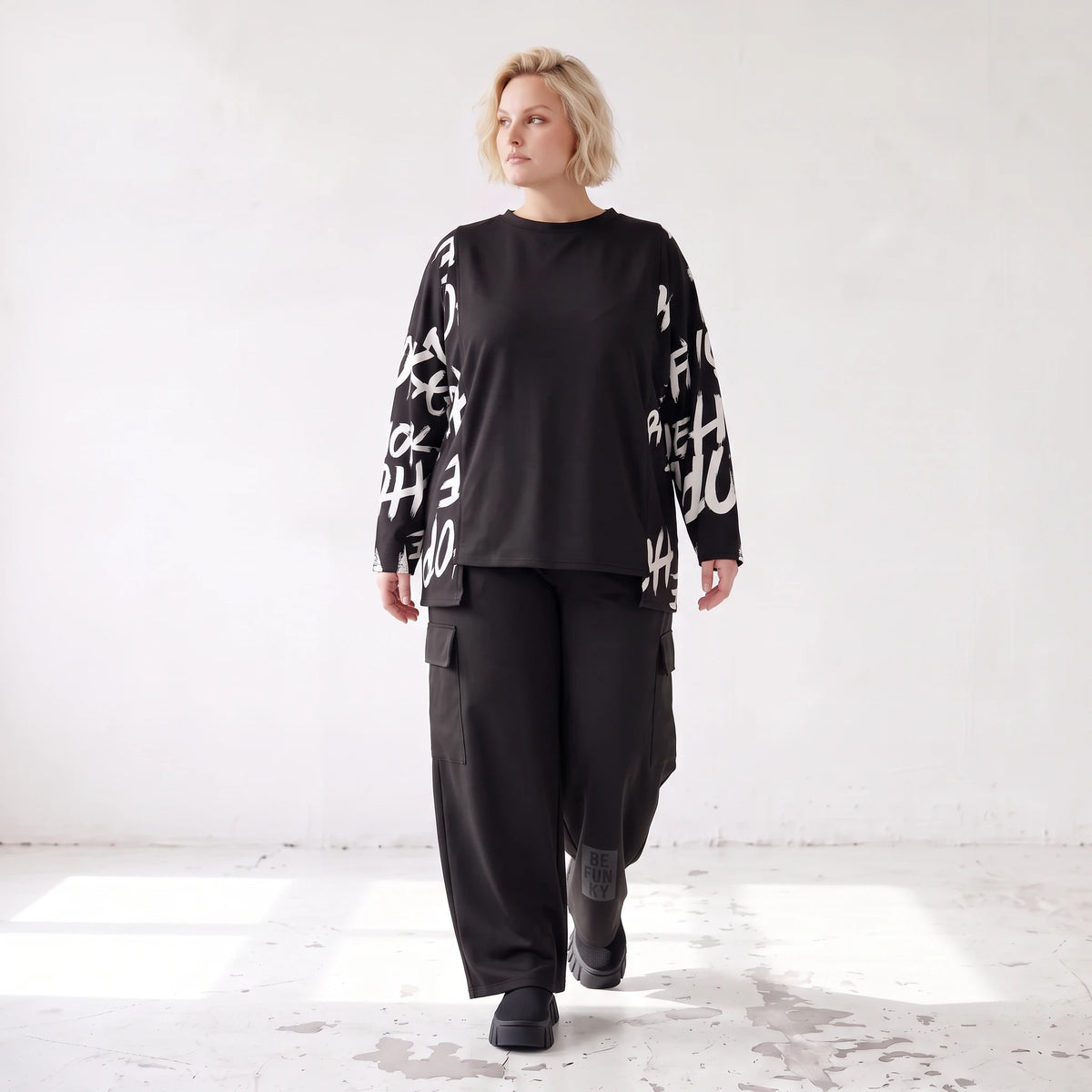 Weiche warme Fleece Ballonhose mit elastischem Bund und aufgesetzten Taschen mit Klappe