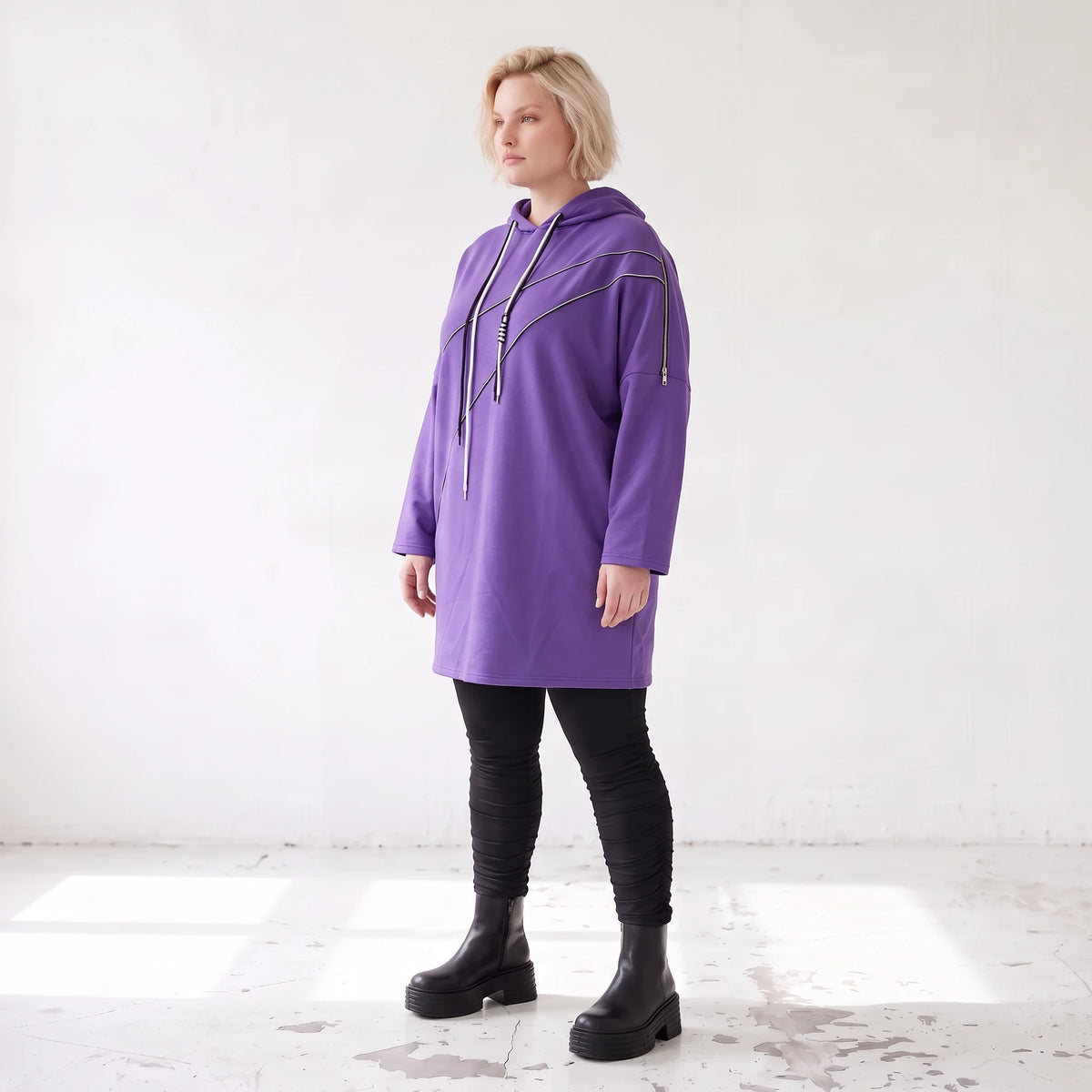 Fleecehoody mit Stretch in gerader Form warm und kuschelig für entspannte Winterlooks