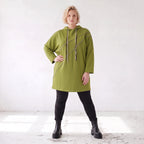 Olivgruener Fleece Hoody mit Stretchkomfort im geraden Schnitt warm und alltagstauglich