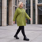 Olivgruener Fleece Hoody mit Stretchkomfort im geraden Schnitt warm und alltagstauglich