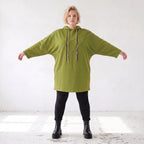 Olivgruener Fleece Hoody mit Stretchkomfort im geraden Schnitt warm und alltagstauglich