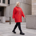 Roter Fleece Hoody in lässiger Passform kuschelig weich warm und bequem für kalte Tage