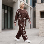 Braune Fleece Ballonhose mit Stretch Schnürbund und Taschen für winterlichen Komfort
